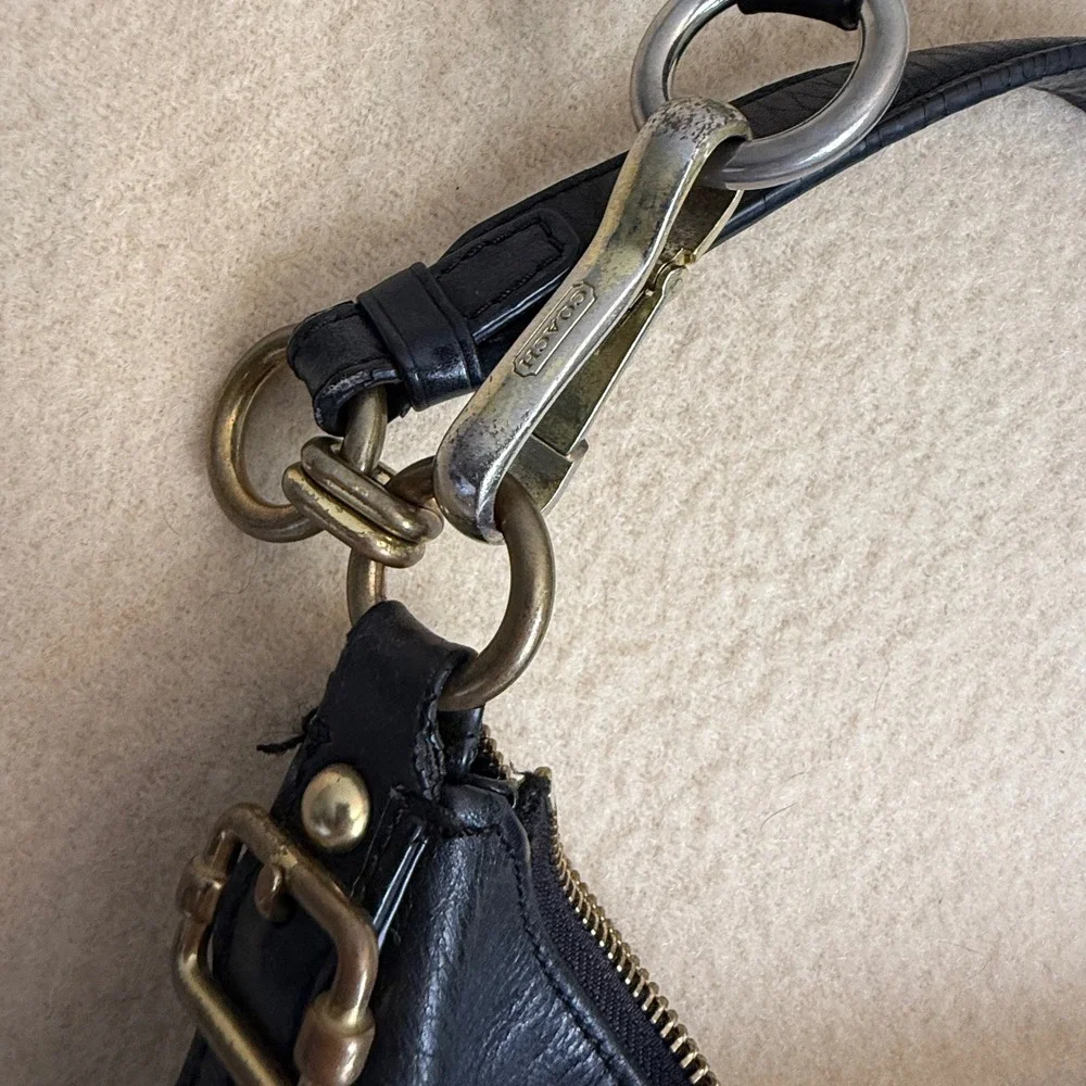 Coach Black Leather Crossbody Hobo Shoulder Bag Designer‎ Purse Handbag